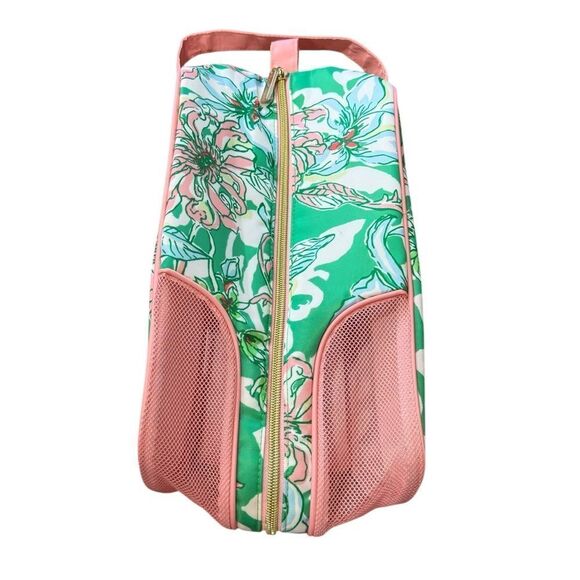 Lilly Pulitzer Floral Print Pink Accents Shoe Bag Spearmint Blossom Views GWP - Picture 5 of 10